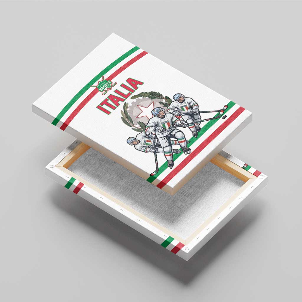 Italy Hockey Canvas Wall Art Italia Hockey Pride Vintage White