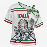 Italy Hockey Custom Cross Shoulder Shirt Italia Hockey Pride Vintage White