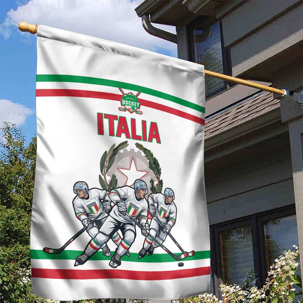 Italy Hockey Garden Flag Italia Hockey Pride Vintage White