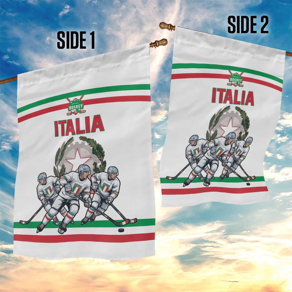 Italy Hockey Garden Flag Italia Hockey Pride Vintage White