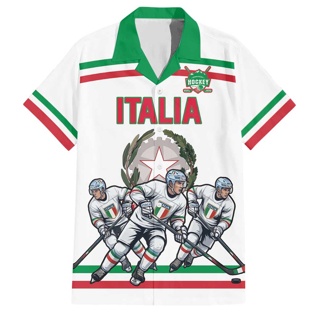 Italy Hockey Custom Hawaiian Shirt Italia Hockey Pride Vintage White