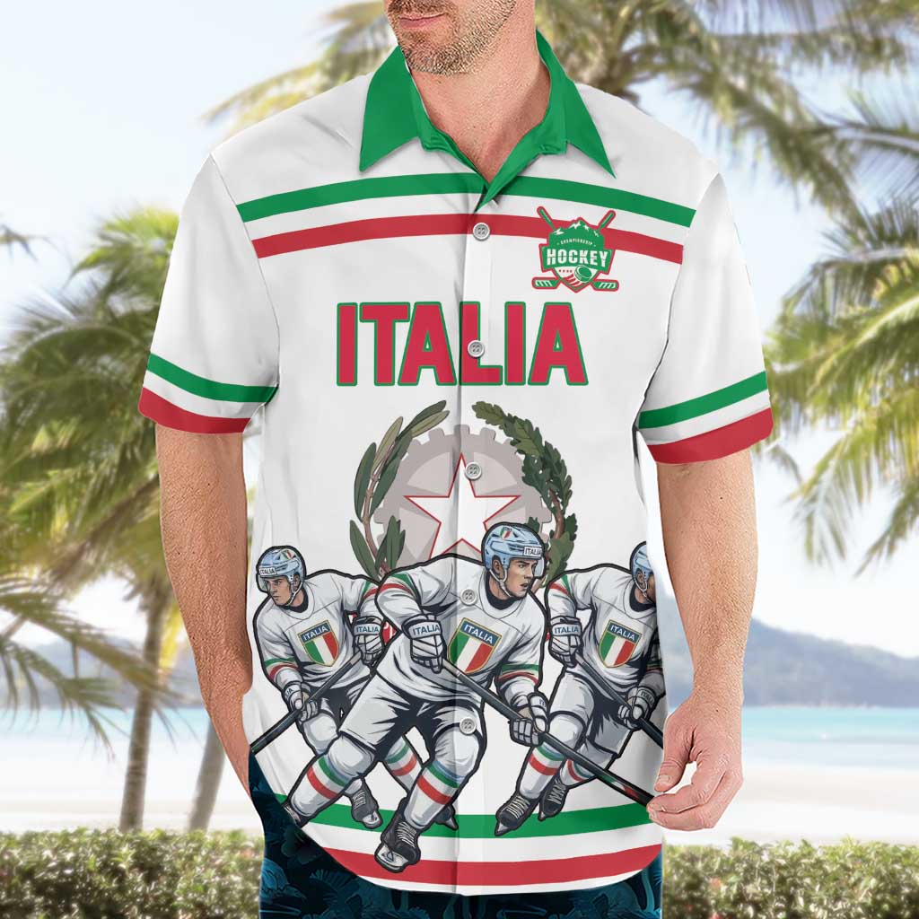 Italy Hockey Custom Hawaiian Shirt Italia Hockey Pride Vintage White