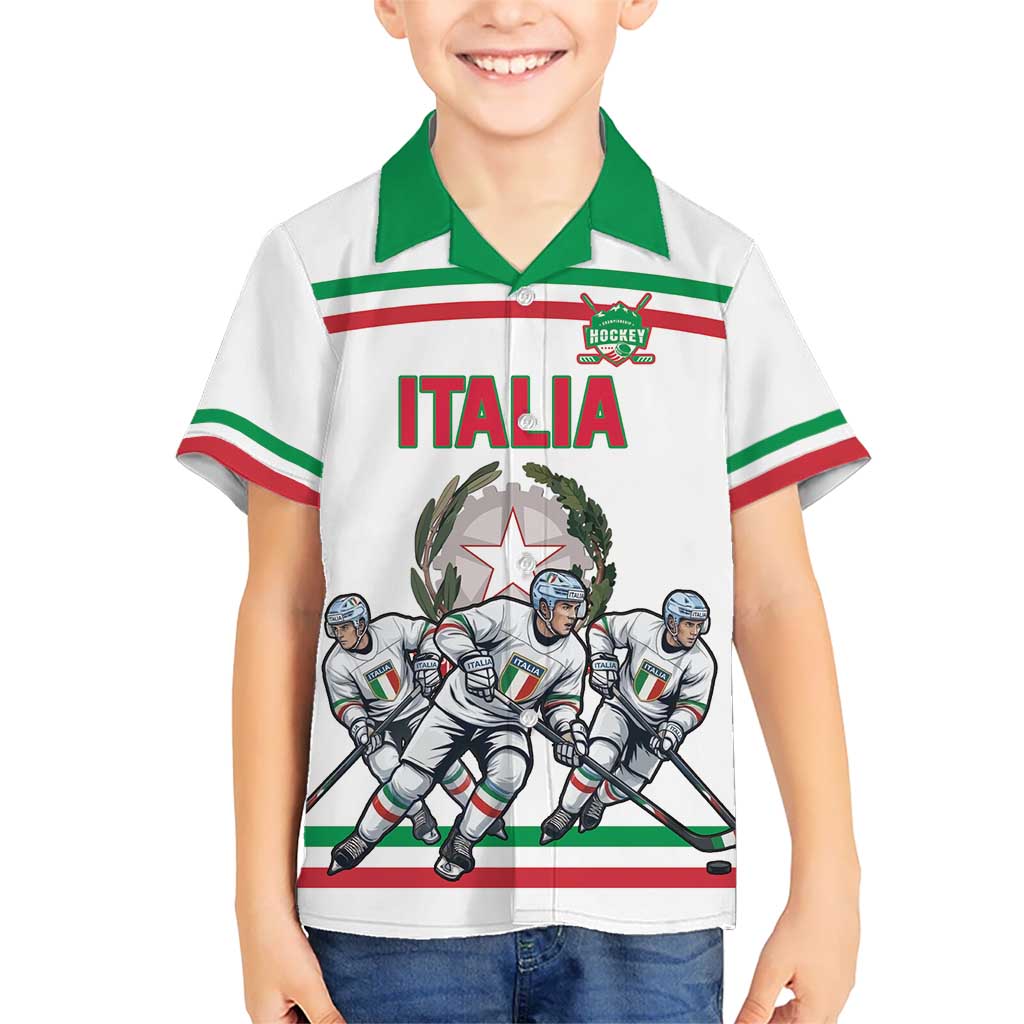 Italy Hockey Custom Hawaiian Shirt Italia Hockey Pride Vintage White