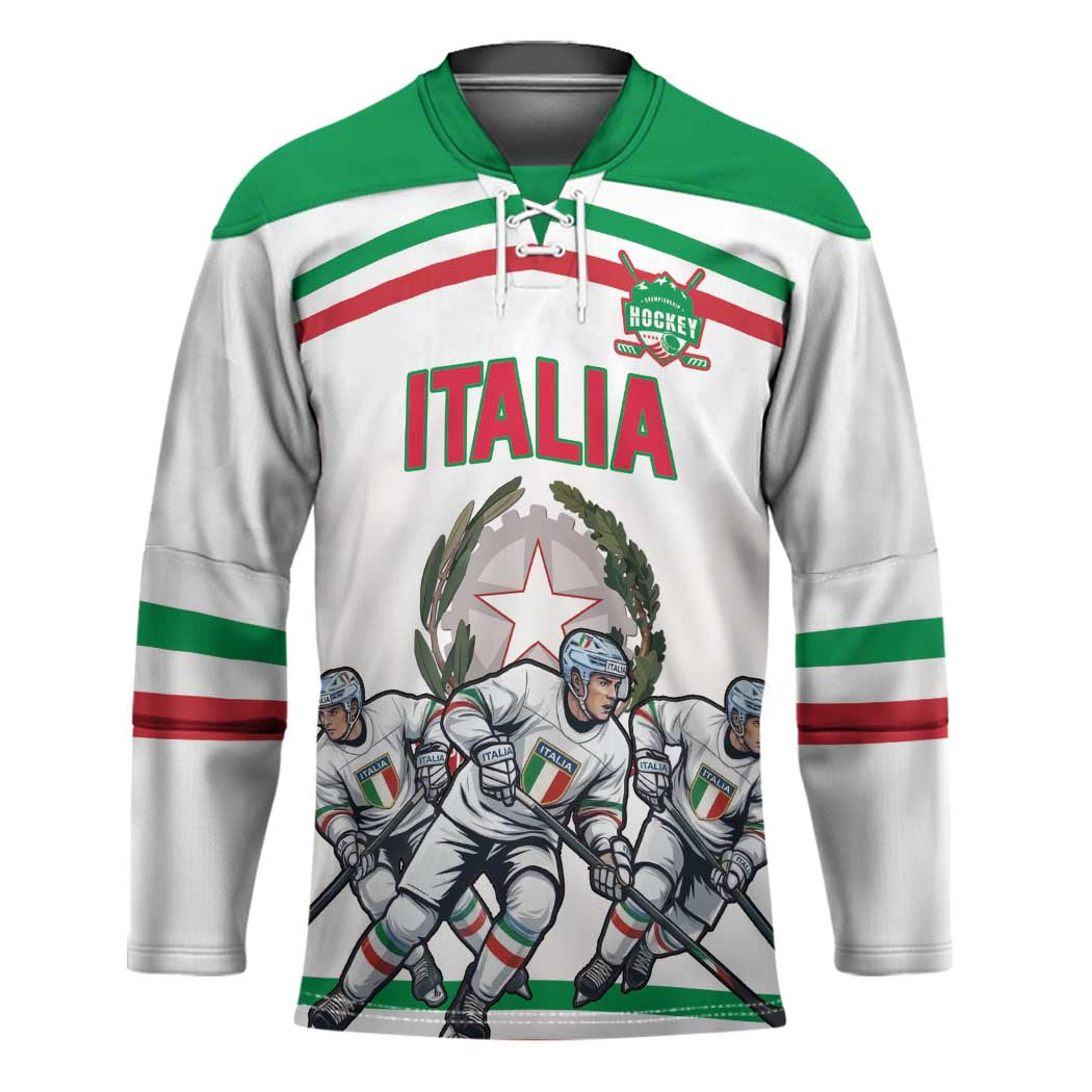 Italy Hockey Custom Hockey Jersey Italia Hockey Pride Vintage White