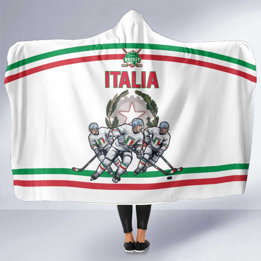 Italy Hockey Hooded Blanket Italia Hockey Pride Vintage White