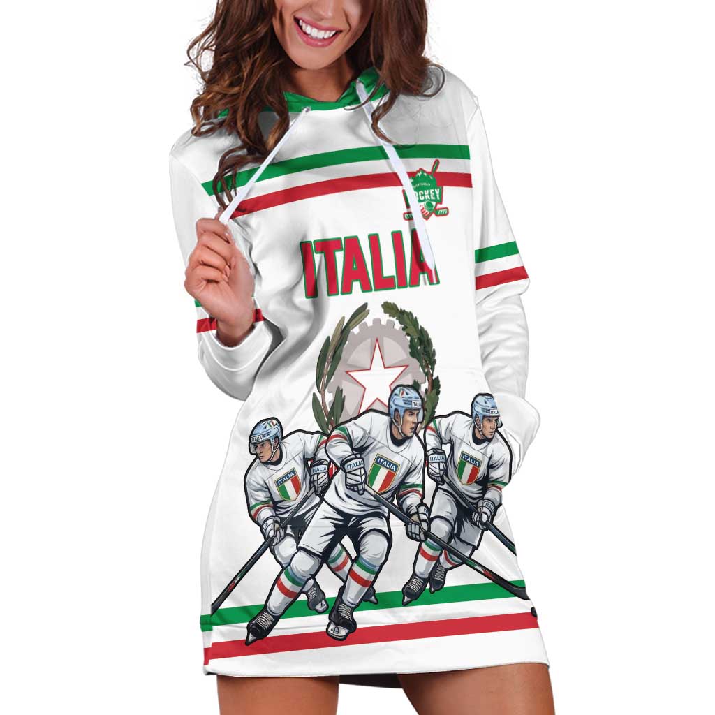 Italy Hockey Custom Hoodie Dress Italia Hockey Pride Vintage White