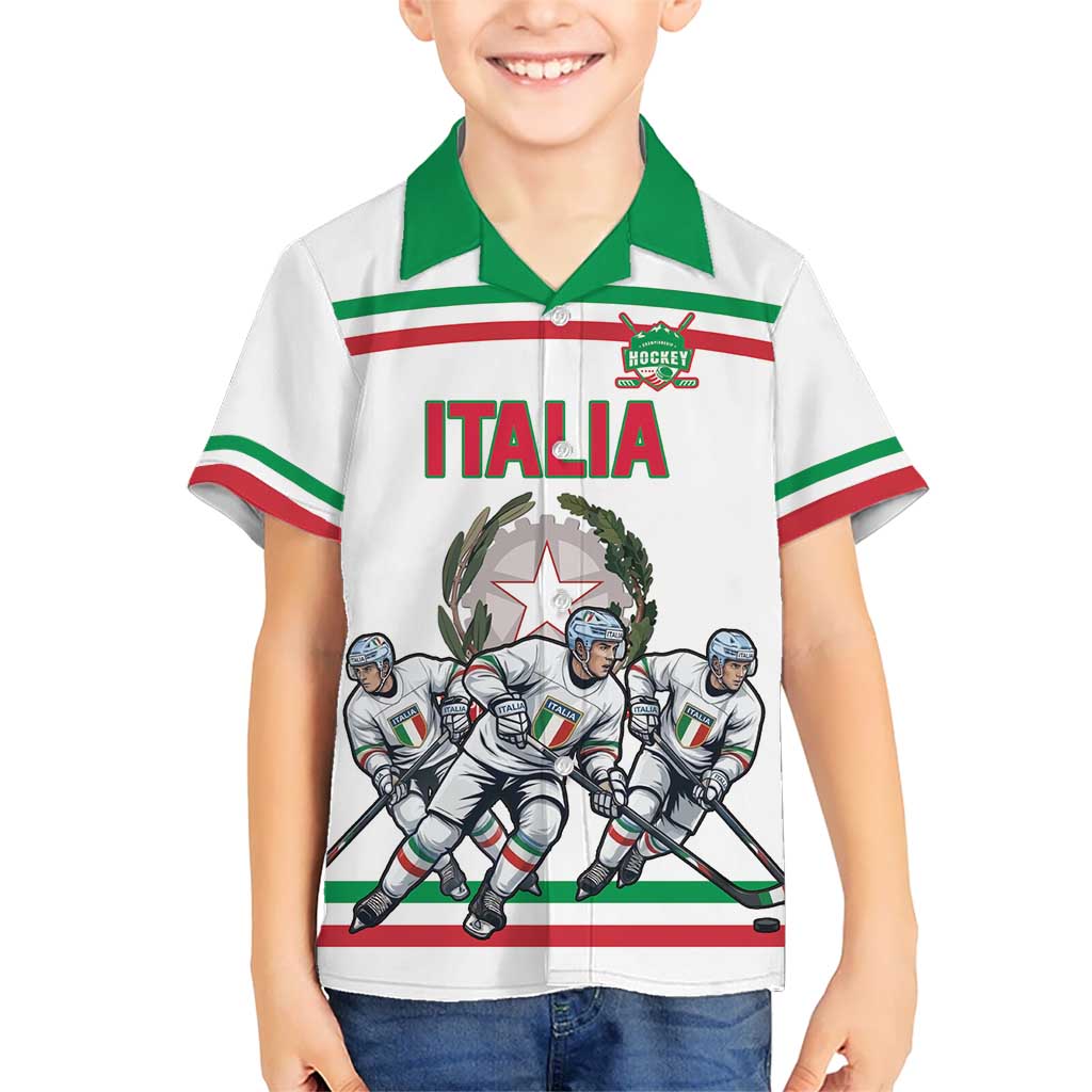 Italy Hockey Custom Kid Hawaiian Shirt Italia Hockey Pride Vintage White