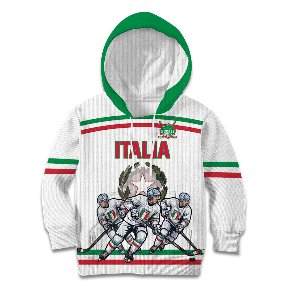 Italy Hockey Custom Kid Hoodie Italia Hockey Pride Vintage White