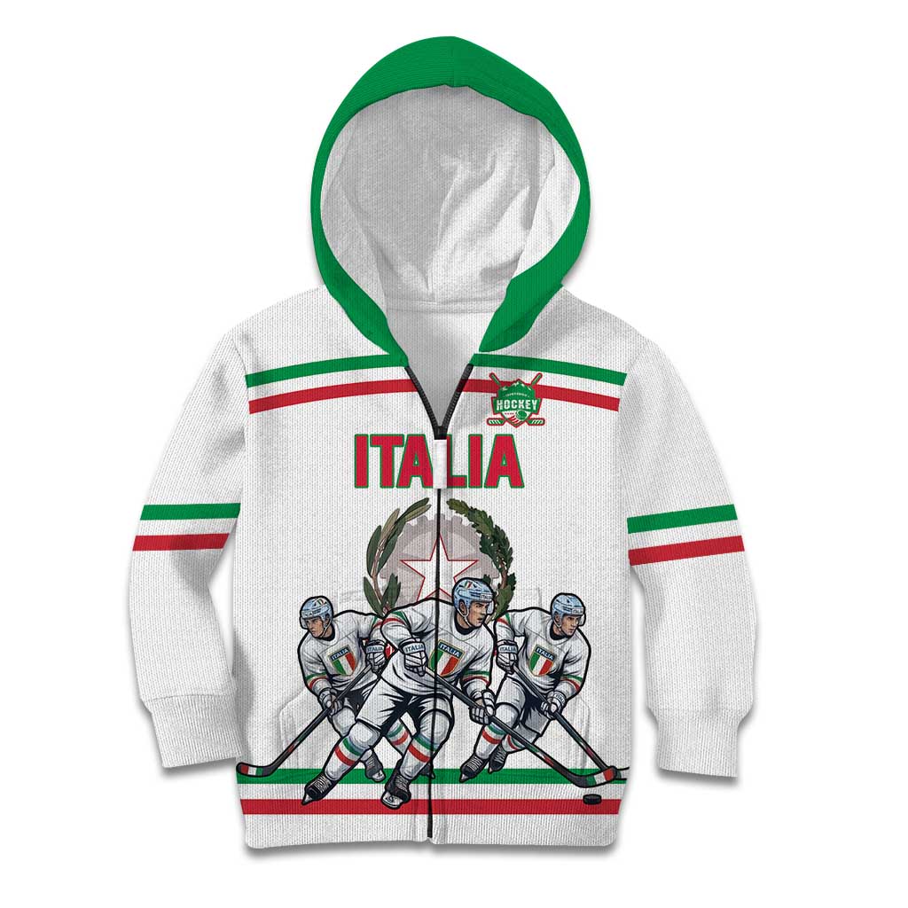 Italy Hockey Custom Kid Hoodie Italia Hockey Pride Vintage White