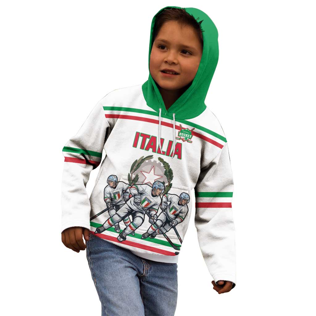 Italy Hockey Custom Kid Hoodie Italia Hockey Pride Vintage White