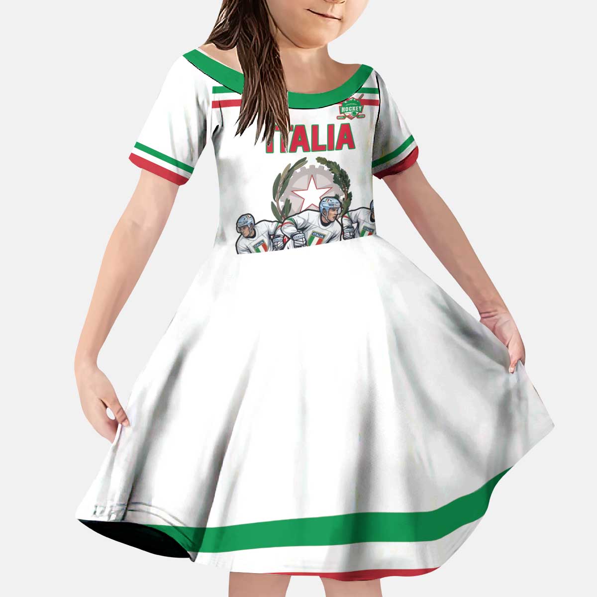 Italy Hockey Custom Kid Short Sleeve Dress Italia Hockey Pride Vintage White