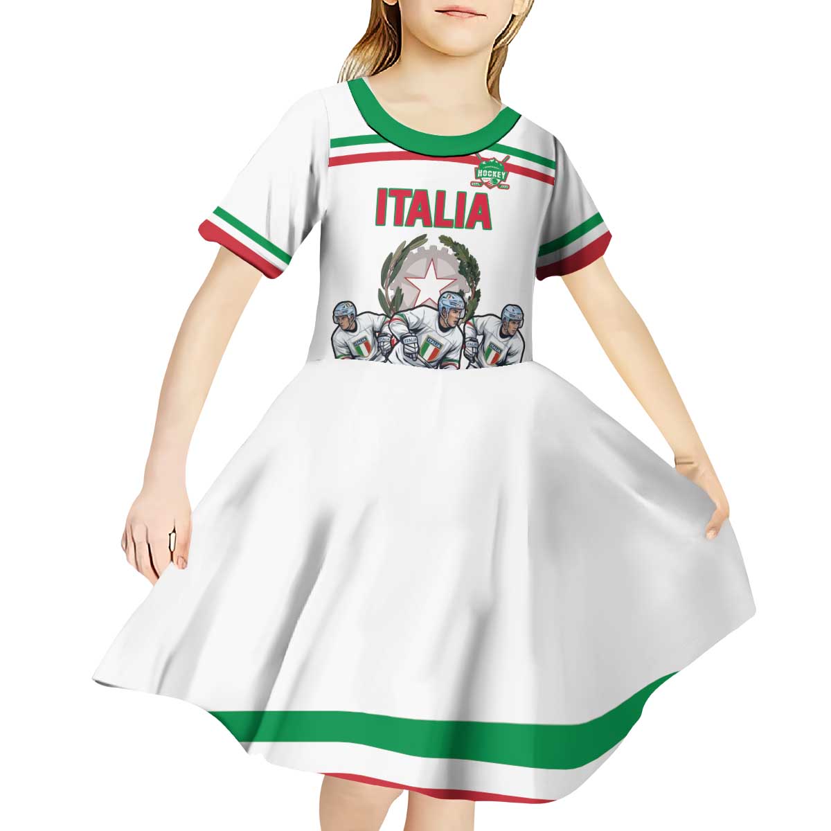 Italy Hockey Custom Kid Short Sleeve Dress Italia Hockey Pride Vintage White