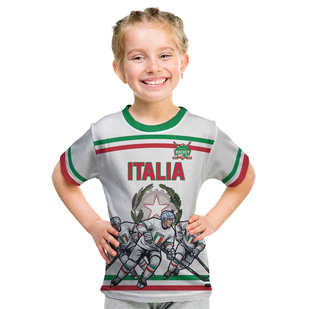 Italy Hockey Custom Kid T Shirt Italia Hockey Pride Vintage White