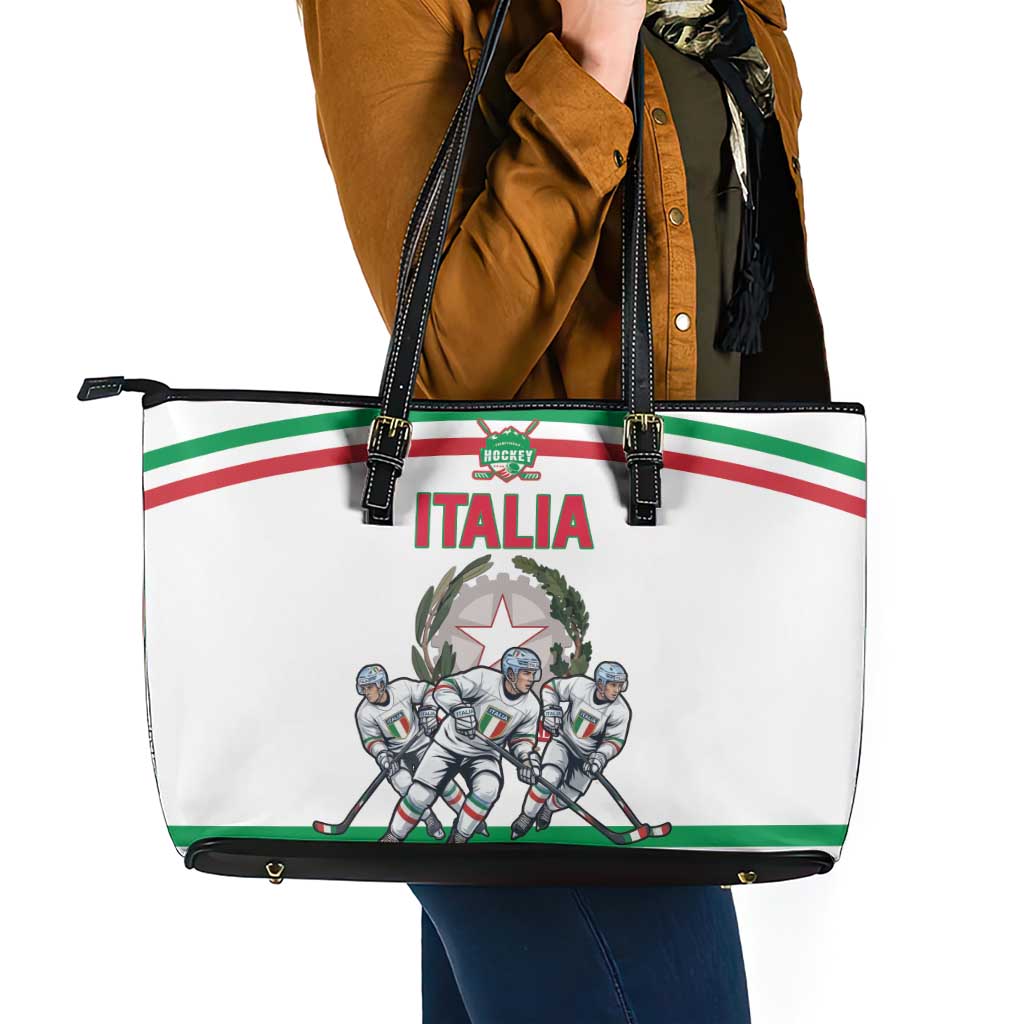 Italy Hockey Leather Tote Bag Italia Hockey Pride Vintage White