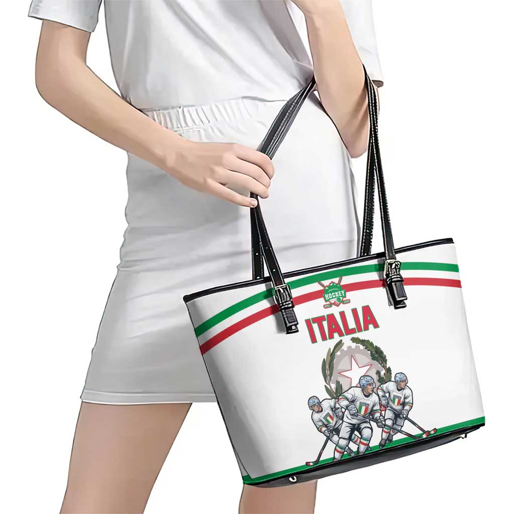 Italy Hockey Leather Tote Bag Italia Hockey Pride Vintage White