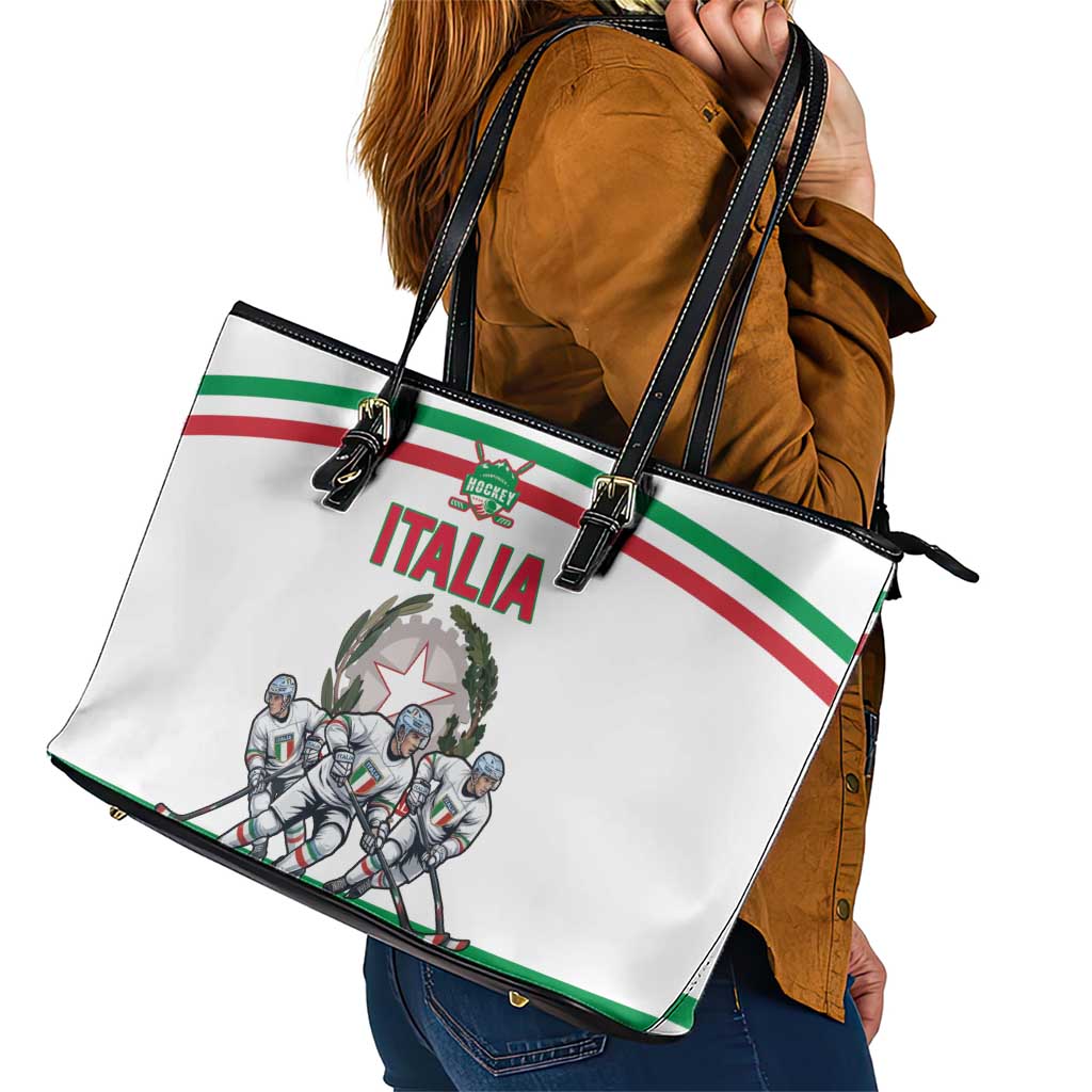 Italy Hockey Leather Tote Bag Italia Hockey Pride Vintage White