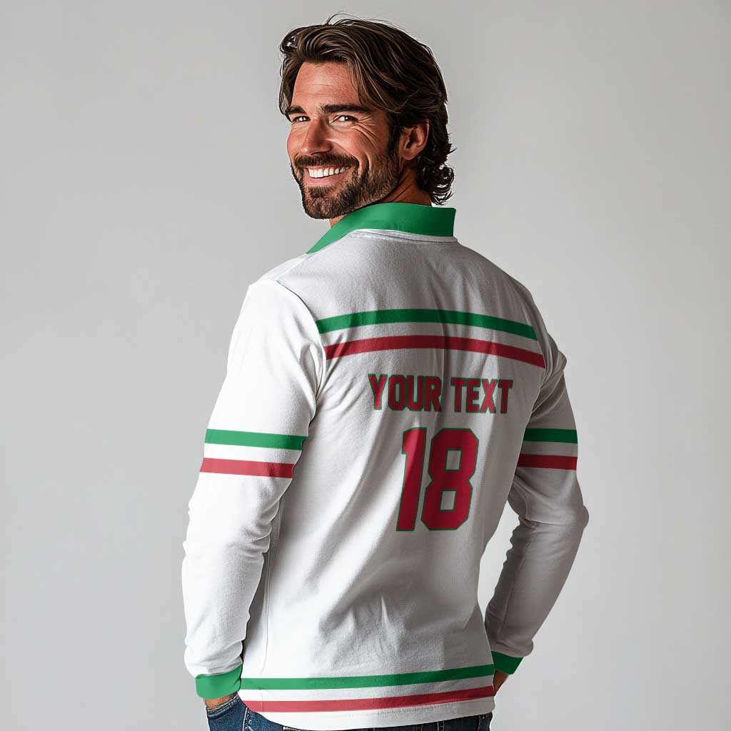 Italy Hockey Custom Long Sleeve Polo Shirt Italia Hockey Pride Vintage White