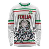 Italy Hockey Custom Long Sleeve Shirt Italia Hockey Pride Vintage White