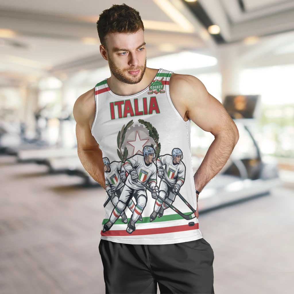 Italy Hockey Custom Men Tank Top Italia Hockey Pride Vintage White
