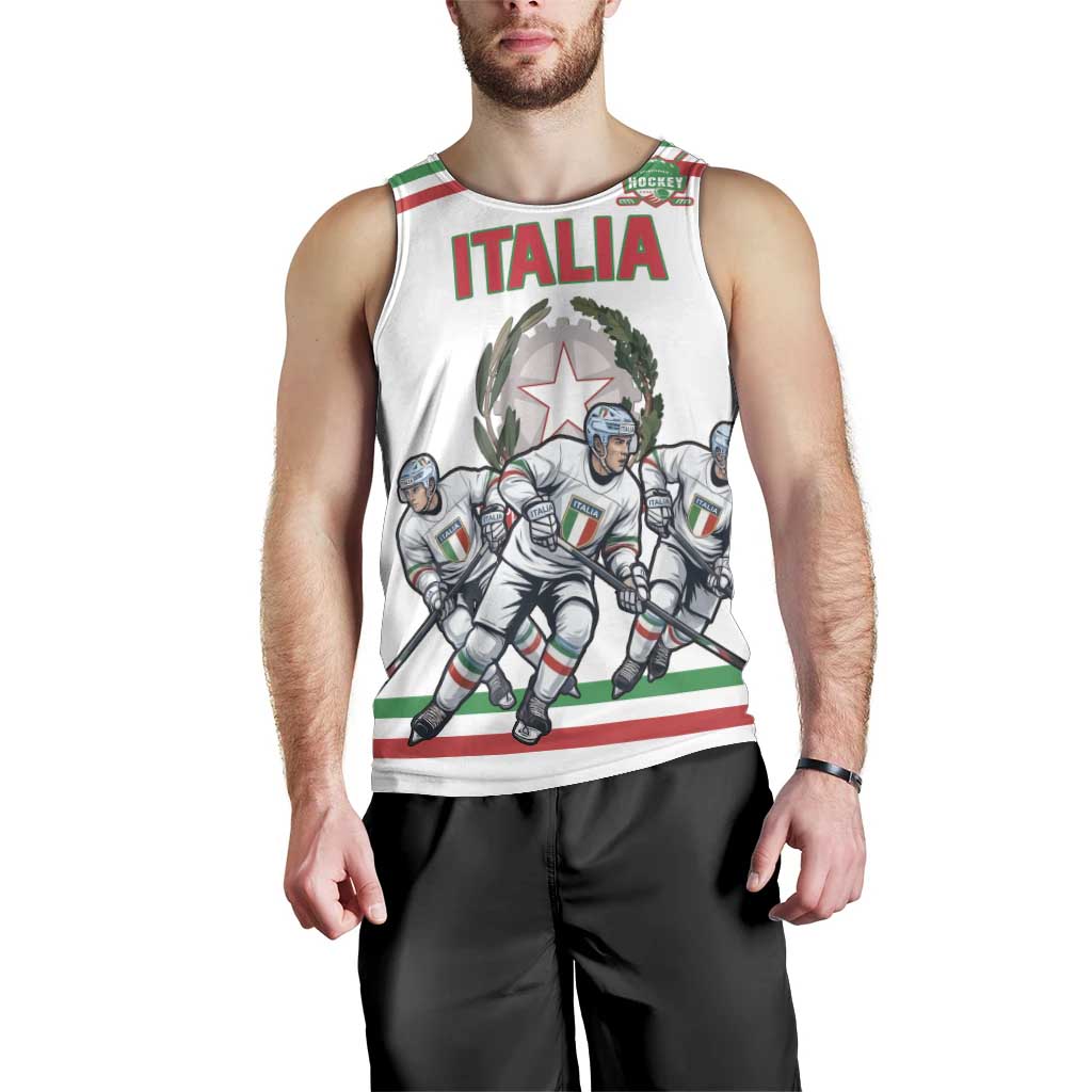 Italy Hockey Custom Men Tank Top Italia Hockey Pride Vintage White