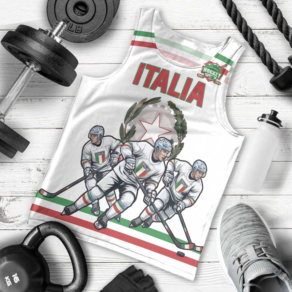 Italy Hockey Custom Men Tank Top Italia Hockey Pride Vintage White