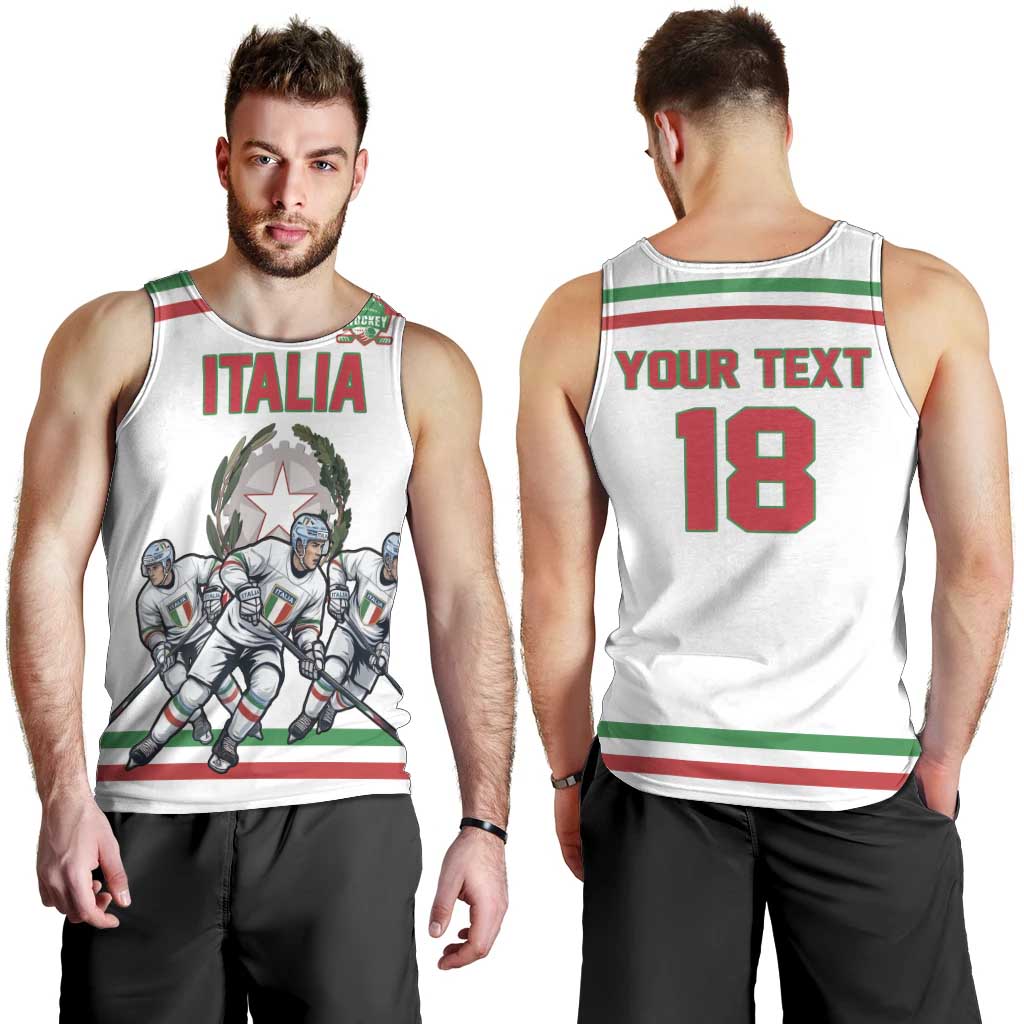 Italy Hockey Custom Men Tank Top Italia Hockey Pride Vintage White