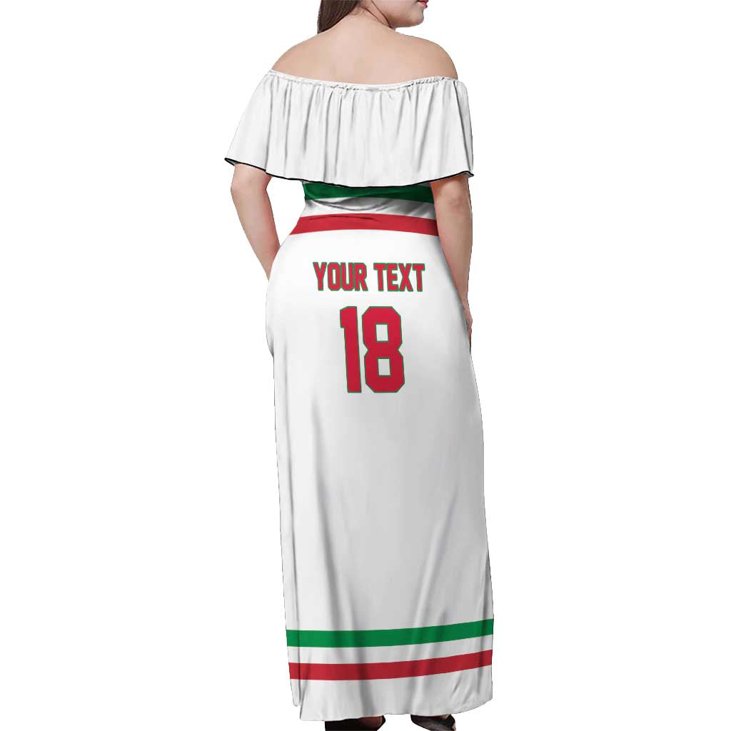 Italy Hockey Custom Off Shoulder Maxi Dress Italia Hockey Pride Vintage White