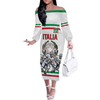 Italy Hockey Custom Off The Shoulder Long Sleeve Dress Italia Hockey Pride Vintage White
