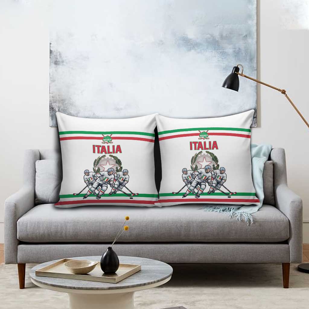 Italy Hockey Pillow Cover Italia Hockey Pride Vintage White