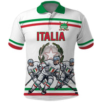 Italy Hockey Custom Polo Shirt Italia Hockey Pride Vintage White