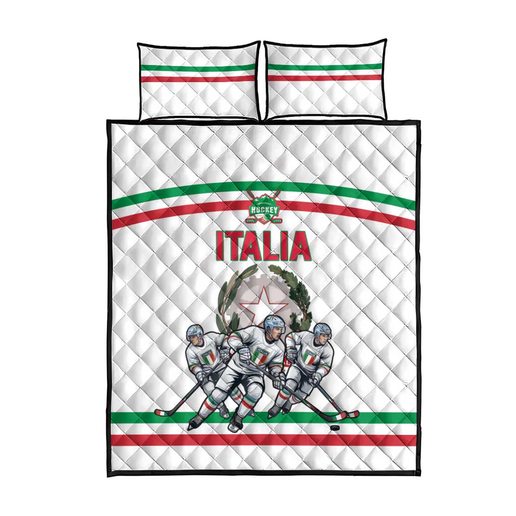 Italy Hockey Quilt Bed Set Italia Hockey Pride Vintage White