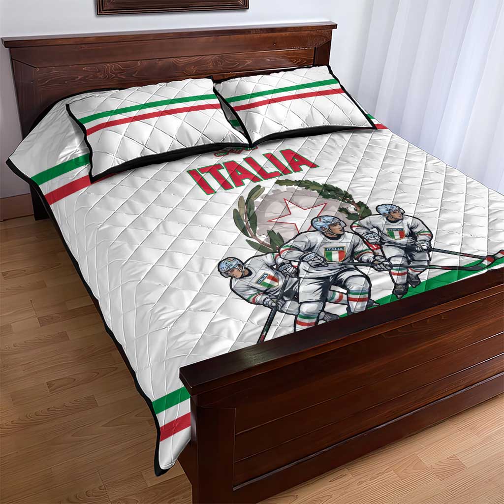 Italy Hockey Quilt Bed Set Italia Hockey Pride Vintage White