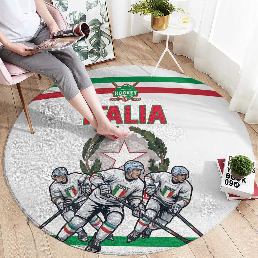 Italy Hockey Round Carpet Italia Hockey Pride Vintage White
