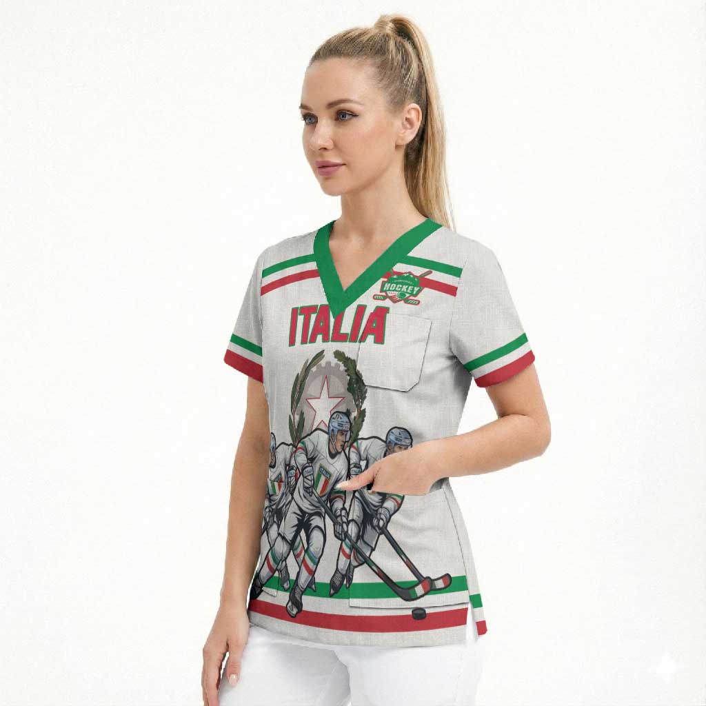 Italy Hockey Custom Scrub Top Italia Hockey Pride Vintage White