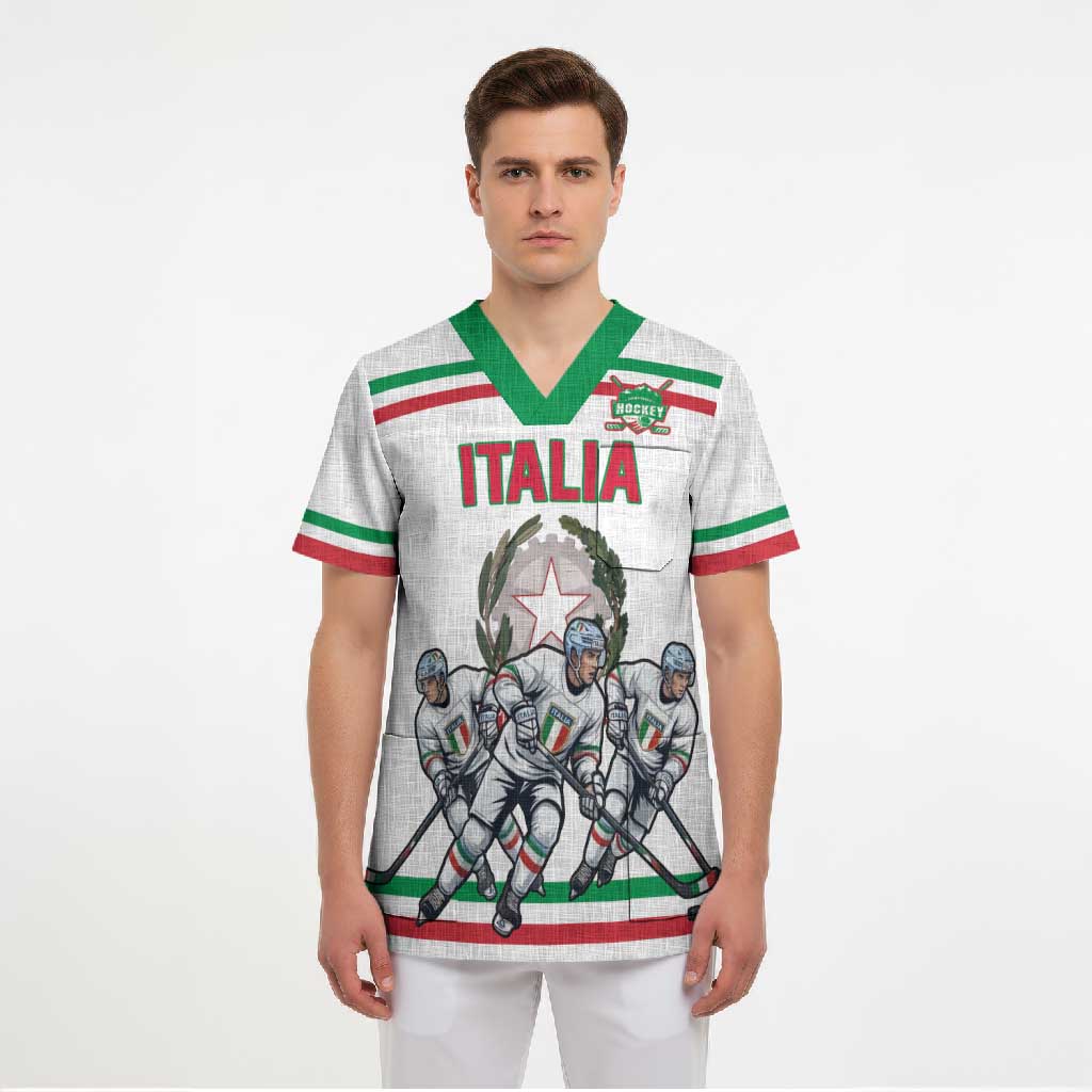 Italy Hockey Custom Scrub Top Italia Hockey Pride Vintage White