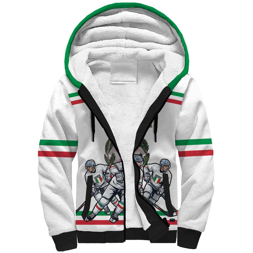 Italy Hockey Custom Sherpa Hoodie Italia Hockey Pride Vintage White