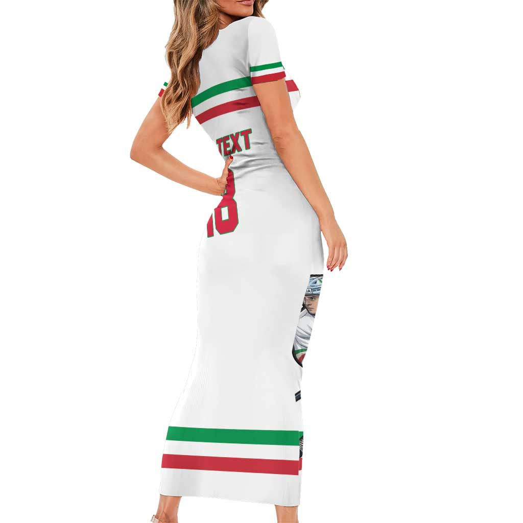 Italy Hockey Custom Short Sleeve Bodycon Dress Italia Hockey Pride Vintage White