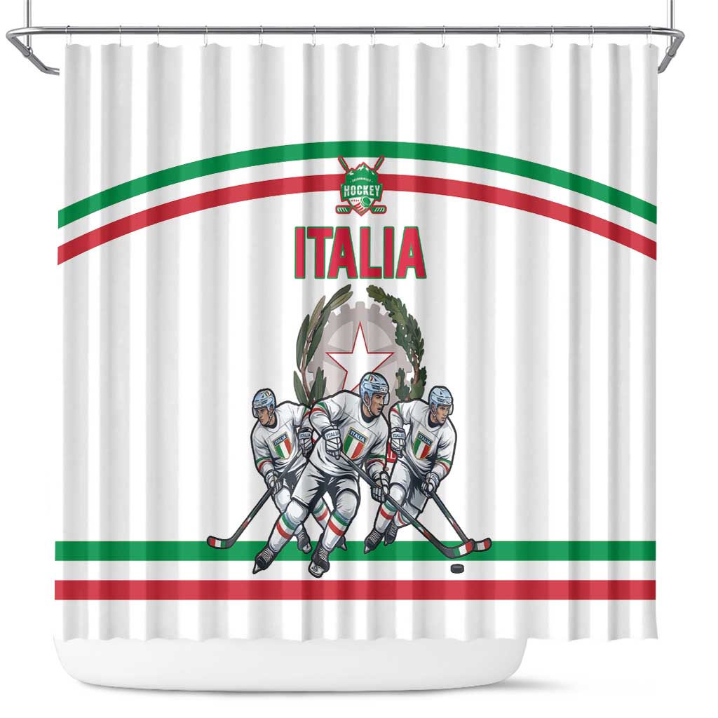 Italy Hockey Shower Curtain Italia Hockey Pride Vintage White
