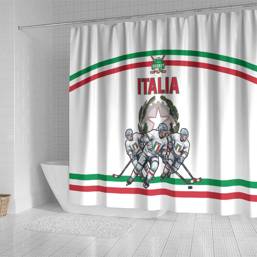 Italy Hockey Shower Curtain Italia Hockey Pride Vintage White