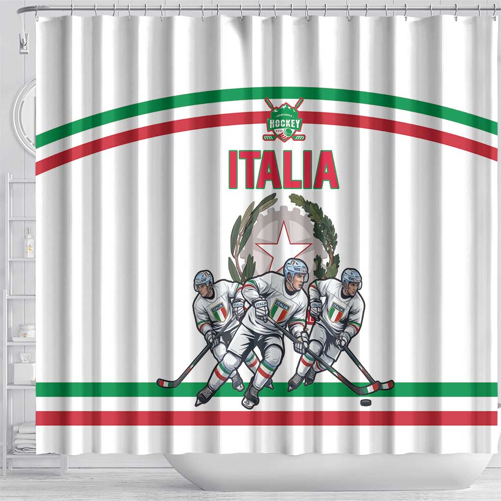 Italy Hockey Shower Curtain Italia Hockey Pride Vintage White