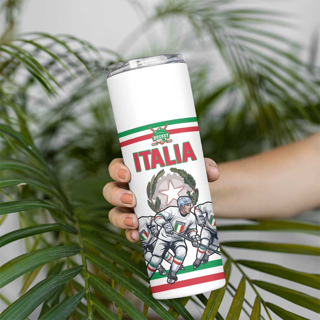 Italy Hockey Custom Skinny Tumbler Italia Hockey Pride Vintage White