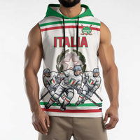 Italy Hockey Custom Sleeveless Hoodie Italia Hockey Pride Vintage White