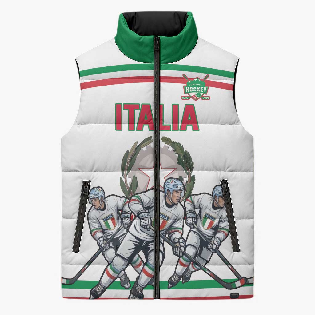Italy Hockey Custom Sleeveless Puffer Jacket Italia Hockey Pride Vintage White