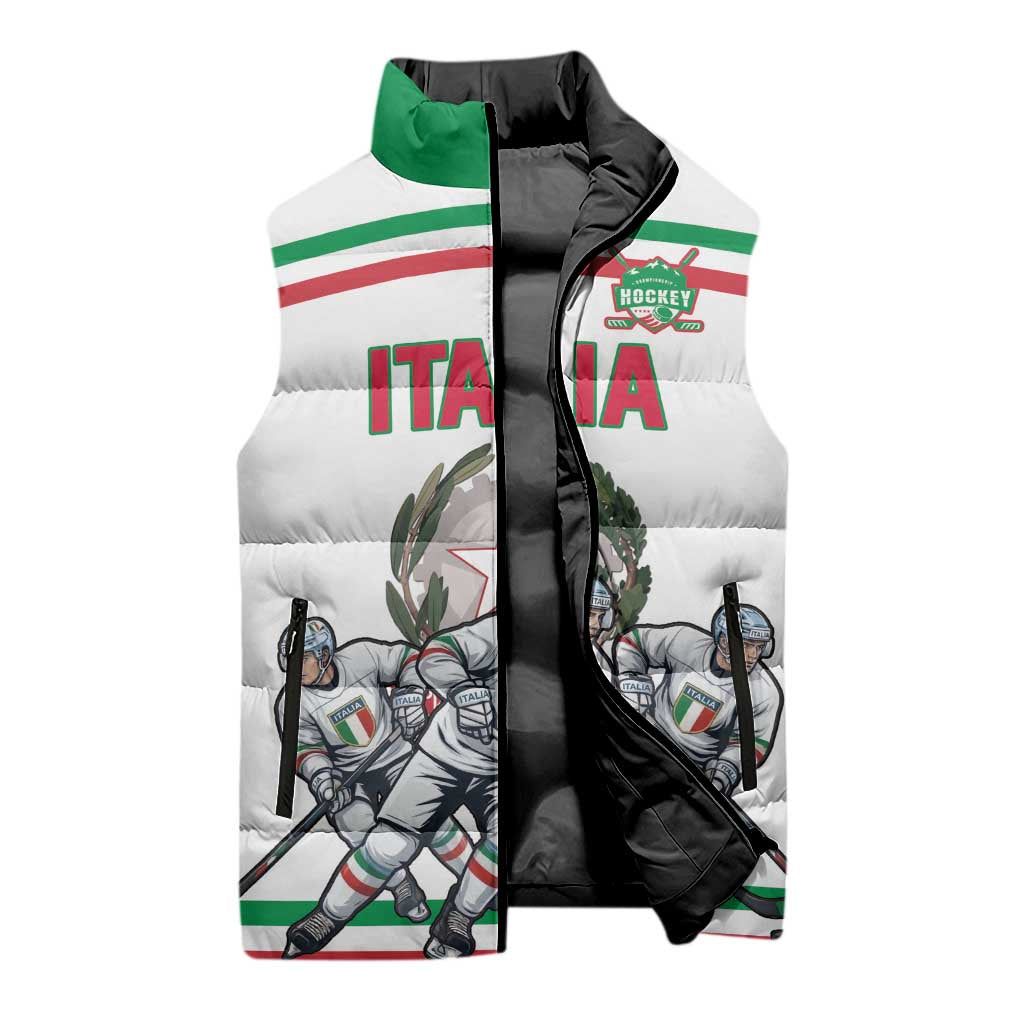Italy Hockey Custom Sleeveless Puffer Jacket Italia Hockey Pride Vintage White