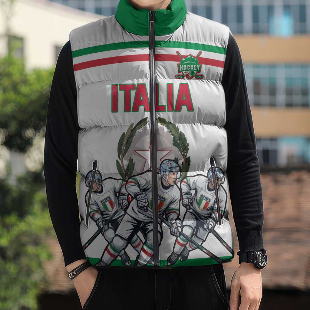 Italy Hockey Custom Sleeveless Puffer Jacket Italia Hockey Pride Vintage White
