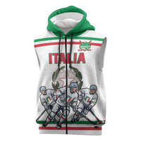 Italy Hockey Custom Sleeveless Zip Hoodie Italia Hockey Pride Vintage White