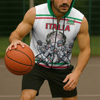 Italy Hockey Custom Sleeveless Zip Hoodie Italia Hockey Pride Vintage White