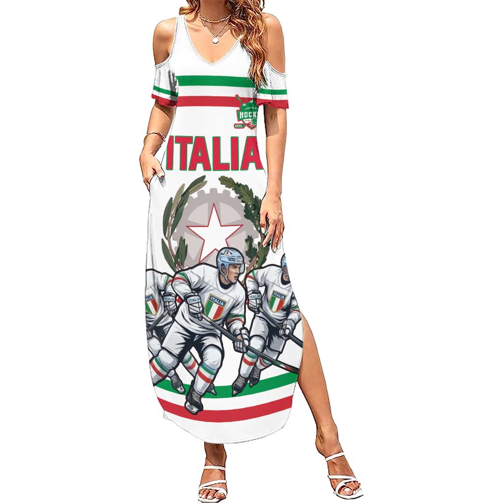 Italy Hockey Custom Summer Maxi Dress Italia Hockey Pride Vintage White