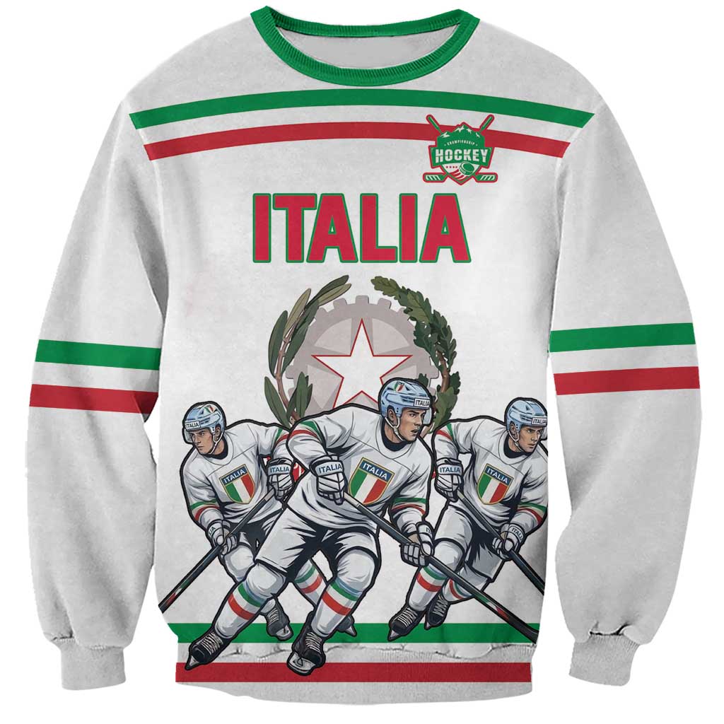 Italy Hockey Custom Sweatshirt Italia Hockey Pride Vintage White