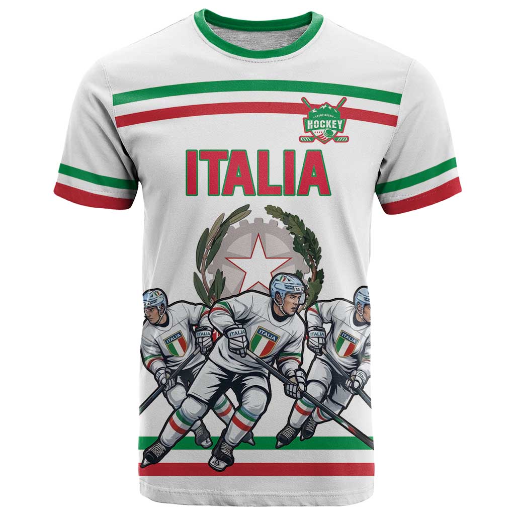 Italy Hockey Custom T Shirt Italia Hockey Pride Vintage White